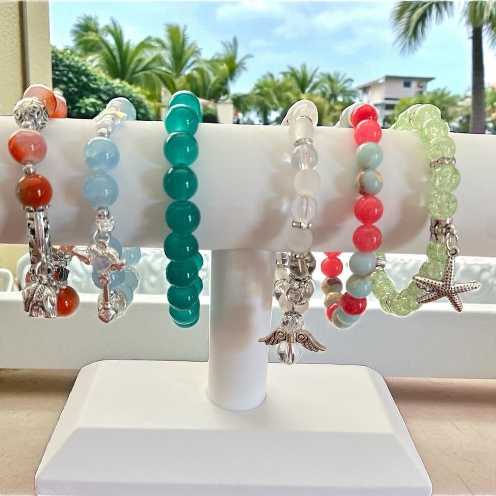 Stretch Beaded Bracelets-Lot of 6-Multicolor-Assorted Bead Types